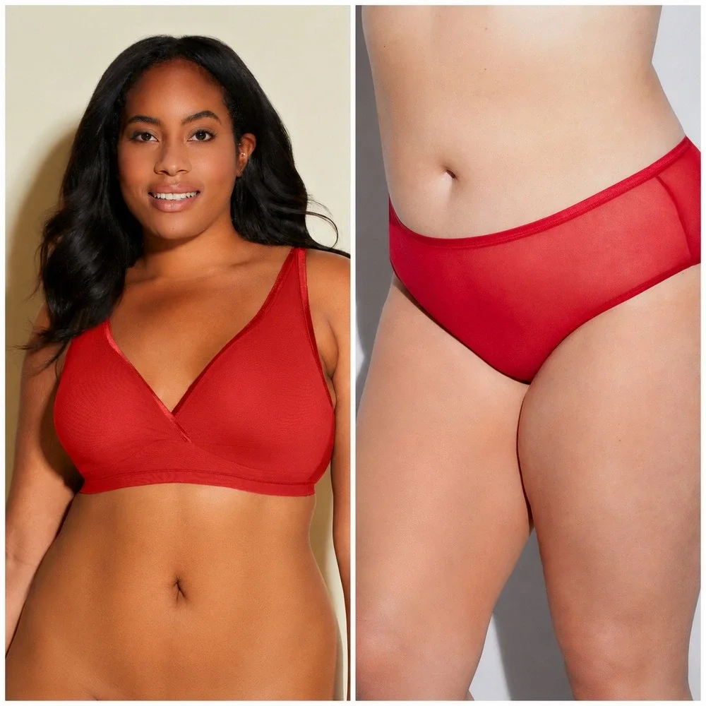 Cosabella Soire Confidence Extended Mystic Red‎ Mesh Bralette & Boyshort Set 2X
